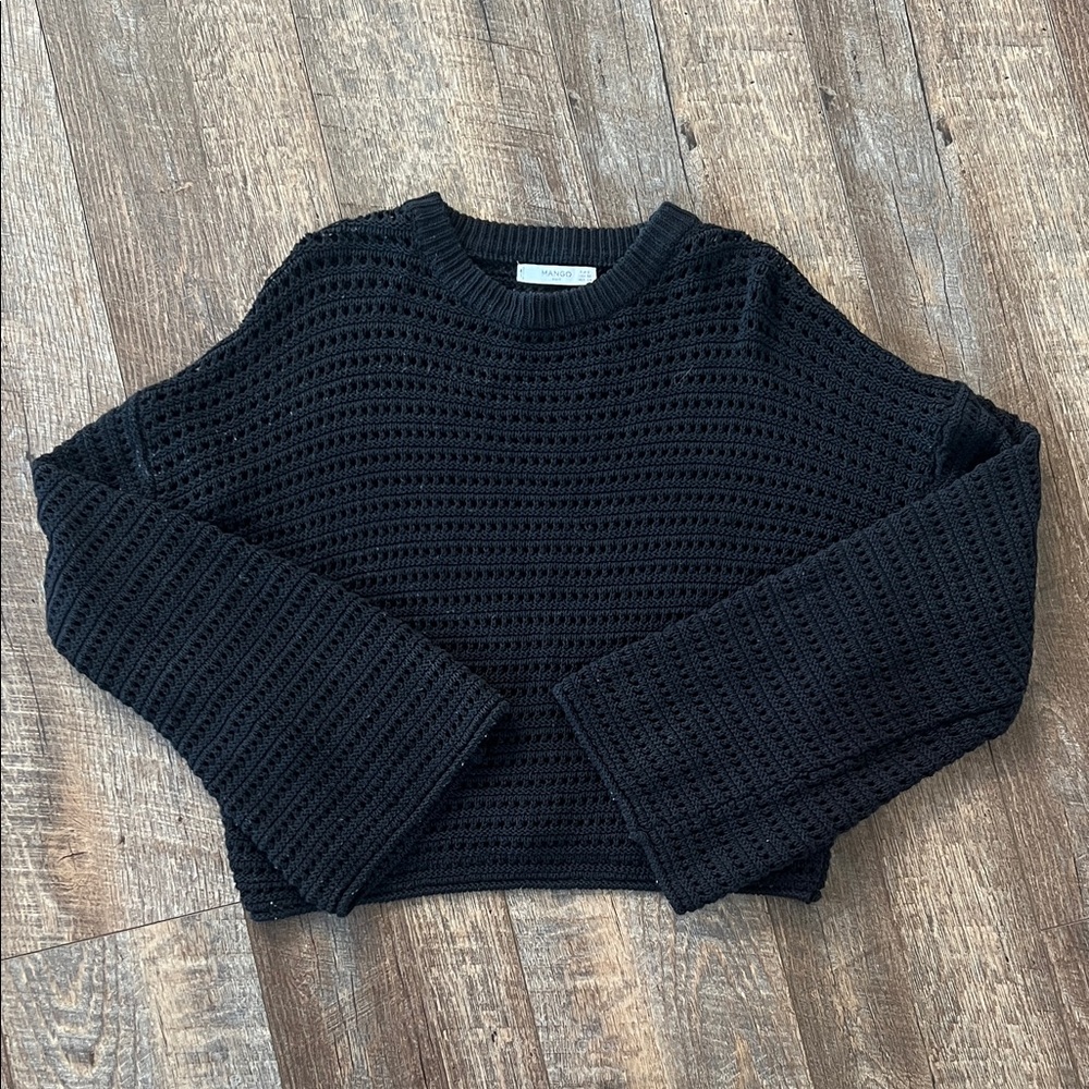 Mango Black Textured Women's Sweater